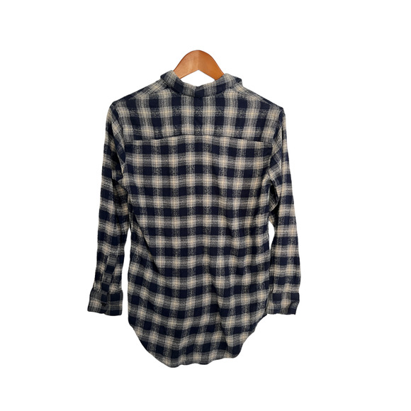 MADEWELL Blue/Cream Oversized Boy Shirt Button Down Andover Plaid Women's SZ XS - Picture 3 of 4